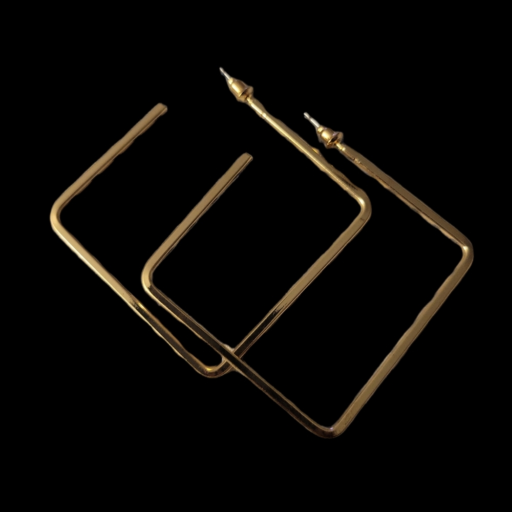 Gold Diamond Shape Hoops